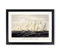 Yachts on a Summer Cruise Framed Print | A2 Black Framed Wall Art | Ready to Hang | Modern Landscape Picture | Living Room Bedroom Lounge Office