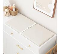 YACODAVO Wipeable Baby Changing Pad for Dresser and Table, Cozy Diaper Changing Pad with Waterproof & Wipe-Clean Leather Cover, Standard Size (31.5" L x 15.8" W), Off-White