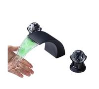 YACODLUL Led Waterfall Bathroom Basin Faucet 3 Holes Deck Installation Hot Cold Water Sink Faucet Dual Handles Golden Faucet Crane(C Oil Rubbed Bronze)