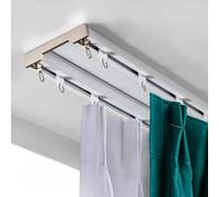 yacoxe Aluminum double row curtains, curtain ceiling rails, perforated, track silent curtains, room divider curtain tracks, ceiling curtain tracks， for curtains, valances, room dividers(White,4m)