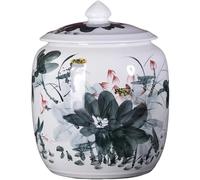 yacoxe Ceramic rice dispenser, ceramic rice storage box, ceramic rice jar with lid, large ceramic rice container, ceramic rice storage box,for rice, soybeans, corn, flour, oatmeal(C,Capacity 10kg)