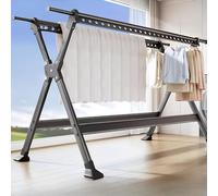 yacoxe Clothes drying rack, Stainless steel anti-slip clothes drying rack, Space-Saving Clothes Horse,expandable clothes drying rack ，for drying clothes, sheets, shoes, dolls, etc.(Gray1,2.5m)