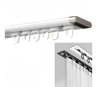 yacoxe Curtain Tracks，Curtain Single Tracks,Aluminium Ceiling Mounted Curtain Tracks Systemwith Roller Hooks, Room DividerCeiling Curtain Track Rail ，for Living Room Bedroom with Roller Hooks(A,2.4m)