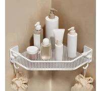 yacoxe Shower organizer, space saving shower rack, corner shower rack, waterproof shower rack, drill-free shower rack, corner shower rack with drain hole, for bathroom, vanity and kitchen(B,1-layer)