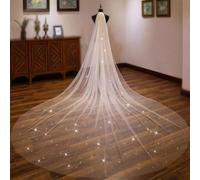 yacoxe Soft Tulle Bridal Veils Veil Bridal 1 Tier Long Cathedral Chapel Floor Anti-wrinkle, easy to store, textured, dual-purpose design, solemn for Women and Girls(B4)