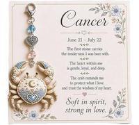 Yacriso 12 Zodiac Birthstone Charm Keepsake Card, Pendant Keychain | 12 Constellation Dangle Crystal Keychain, with Heart Charm & Inspirational Message, Astrology Birthday for Women, Friends