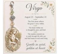 Yacriso 12 Zodiac Birthstone Charm Keepsake Card, Pendant Keychain | 12 Constellation Dangle Crystal Keychain, with Heart Charm & Inspirational Message, Astrology Birthday for Women, Friends