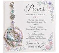 Yacriso 12 Zodiac Birthstone Charm Keepsake Card, Pendant Keychain | 12 Constellation Dangle Crystal Keychain, with Heart Charm & Inspirational Message, Astrology Birthday for Women, Friends
