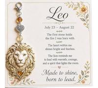 Yacriso 12 Zodiac Birthstone Charm Keepsake Card, Pendant Keychain | 12 Constellation Dangle Crystal Keychain, with Heart Charm & Inspirational Message, Astrology Birthday for Women, Friends