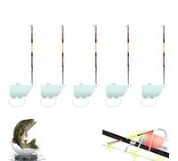 Yacriso High Sensitivity Night Fishing Float Bite Alert for Fishing Rods, Waterproof Fish Buzzer Detector Rod Bite Indicator, LED Electronic Luminous Hook Alarm with Sound Bite Alert Bell (5Pcs)