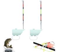 Yacriso High Sensitivity Night Fishing Float Bite Alert for Fishing Rods, Waterproof Fish Buzzer Detector Rod Bite Indicator, LED Electronic Luminous Hook Alarm with Sound Bite Alert Bell (2Pcs)