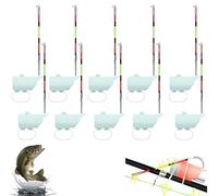 Yacriso High Sensitivity Night Fishing Float Bite Alert for Fishing Rods, Waterproof Fish Buzzer Detector Rod Bite Indicator, LED Electronic Luminous Hook Alarm with Sound Bite Alert Bell (10Pcs)