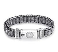 Yacriso Six Character Truth-Prayer Wheel Bracelet, Six Characters of Truth Tibetan Inspired Prayer Wheel Bracelet, Men's Vintage Protection Decompression Lucky Wealth Bracelets (18cm/7 in)