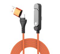 YACSEJAO 2-in-1 Invisible Stand USB C Charger Cable 65W USB C to USB A/C Fast Charging Cable with Foldable Phone Stand 4.9ft/1.5m Nylon braided for Phones,Laptops (Orange)