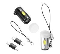 YACSEJAO 2 Pack Ultra Compact Flashlight 25mm USB Type C Mini Flashlight LED Miniature Flashlight Plug and Play No Batteries with 2 USB C Connector