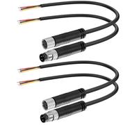 YACSEJAO 2 Pair M8 3 Pin Serial Cable 2 Male+2 Female M8 Plug 3 Pin Field Wireable Connector IP67 Industrial Sensor Waterproof Connector Wiring Cable (3 Pin)