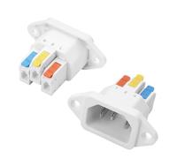 YACSEJAO 2 Pcs IEC 320 C14 Panel Mount Plug Adapter AC 250V 10A IEC C14 Male 3 Pins Inlet Module Plug Power Connector Socket for Quick repairs/DIY Projects (White)