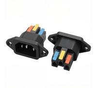 YACSEJAO 2 Pcs IEC 320 C14 Panel Mount Plug Adapter AC 250V 10A IEC C14 Male 3 Pins Inlet Module Plug Power Connector Socket for Quick repairs/DIY Projects (Black)