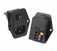 YACSEJAO 2 Pcs IEC320 C14 3-in-1 Power Inlet Module Plug AC 250V 10A 3 Pin C14 Switch Power Socket Plug Clip-on No Soldering Quick wiring for Computer,Home Appliance or DIY