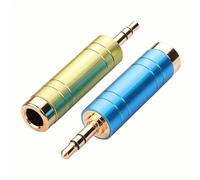 YACSEJAO 2Pcs 1/4 to 3.5mm Adapter 1/4 to 1/8 Audio Adapter Gold-Plated Jack for Guitar, Headphones, Speakers, Studio Equipment (Blue & Green)