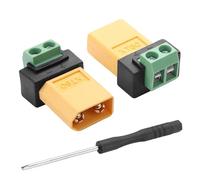 YACSEJAO 2Pcs XT60 to 2 Pin Screw Terminal Connector Adapter,10A XT60 Male/Female to 2-Pin Solderless Converter Power Plugs,for Solar Panel,Portable Power Station,Drone,Balance Charger (XT60 Male)