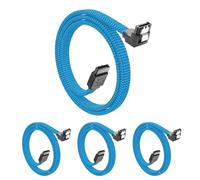YACSEJAO 4 Pack SATA III Cable 19.7 Inch 6Gbps SATA 3.0 90 Degree Right Angle with Locking Latch for HDD,SSD,CD Driver,CD Writer (Blue)