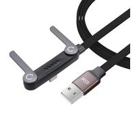 YACSEJAO 65W USB A to USB C Charger Cable with Stand 2-in-1 Invisible Phone Stand Fast Charging Braided Cable 90 Degree Data Sync,for Phones,Laptops (4.9, feet)