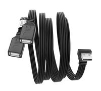 YACSEJAO 90 Degree USB Splitter Cable,USB 2.0 A Male to Double Female Adapter Y-Flat Data Extension Cable Dual USB Power Hub for Charging/Data Transfer（0.5M/1.6FT） (Up Angle)