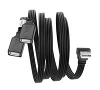 YACSEJAO 90 Degree USB Splitter Cable,USB 2.0 A Male to Double Female Adapter Y-Flat Data Extension Cable Dual USB Power Hub for Charging/Data Transfer（0.5M/1.6FT） (Down Angle)