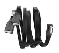 YACSEJAO 90 Degree USB Splitter Cable,USB 2.0 A Male to Double Female Adapter Y-Flat Data Extension Cable Dual USB Power Hub for Charging/Data Transfer（0.5M/1.6FT） (Left Angle)