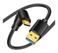 YACSEJAO 90 Degree USB Type C Cable USB 3.0 A to USB C Up & Down Angle Fast Charge Cord Compatible with Notebook, PC, Tablet, Phone and More (0.25M/0.8FT)