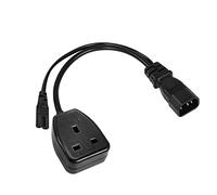 YACSEJAO C14 Plug to C7+UK Mains Female Socket IEC C14 Plug to C7+Standard 1 Gang UK Trailing 3 Pin Socket Power Extension Cable (1FT/30CM)