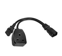 YACSEJAO C14 to C13+UK Splitter IEC C14 Plug to C13+Standard 1 Gang UK Mains Female Socket UK Trailing 3 Pin Socket Power Extension Cable (1FT/30CM)