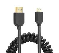 YACSEJAO Coiled HDMI Cable Right Angled 8K 48Gbps HDMI 2.1 Mini HDMI to HDMI Male Telescopic cable High Speed(STRAIGHT)