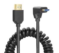 YACSEJAO Coiled HDMI Cable Right Angled 8K 48Gbps HDMI 2.1 Mini HDMI to HDMI Male Telescopic cable High Speed(DOWN)