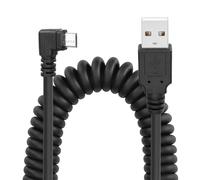YACSEJAO Coiled Micro USB Cable, USB 2.0 to Micro USB 90 Degree Sync Charging and Data Transfer Spring Coiled Cord for Smartphone Tablet Wall and Car Charger (Straight to Right)