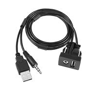 YACSEJAO Flush Mount Cable USB 2.0+3.5 mm AUX Extension Dash Panel Mount Cable for Car, Boat and Motorcycle, 1M/3.3Ft