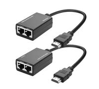 YACSEJAO HDMI Extender Over HDMI to Cat5e/6 Network Balun Cable Adapter Converter 100FT/30M Sender Signal Amplifier Repeater Transmitter Support Up to 1080P