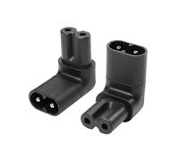 YACSEJAO IEC320 C7 to C8 Right Angle Adapter 2PCS 250V 2.5A Figure 8 IEC 320 C7 to C8 90 Degree Vertical AC Converter for Laptops Printers Scanners (Down angle)