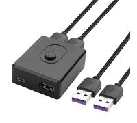 YACSEJAO USB 2.0 Bidirectional Switcher Selector,USB Switch Splitter 2 in 1 Out/1 in 2 Out,2 Computers Share 1 Device for Printer,Keyboard,Mouse,With two 1m cables