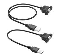 YACSEJAO USB A to B Cable Printer Panel Cable 2Pack 0.3M/1FT+0.5M/1.6FT USB 2.0 Type A Male to Type B Female Printer Scanner Panel Mount Cord with Screw Holes (Straight)