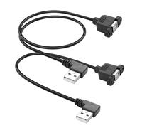 YACSEJAO USB A to B Cable Printer Panel Cable 2Pack 0.3M/1FT+0.5M/1.6FT USB 2.0 Type A Male to Type B Female Printer Scanner Panel Mount Cord with Screw Holes (Right Angle)