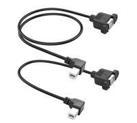 YACSEJAO USB B Printer Extension Panel Cable 2Pack 0.3M/1FT+0.5M/1.6FT USB 2.0 Type B Male to Female Extension Cable Panel Mount with Screw Holes (Left Angle)