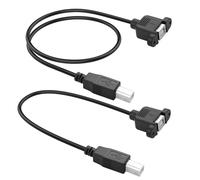 YACSEJAO USB B Printer Extension Panel Cable 2Pack 0.3M/1FT+0.5M/1.6FT USB 2.0 Type B Male to Female Extension Cable Panel Mount with Screw Holes (Straight)