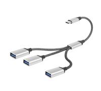 YACSEJAO USB-C OTG Splitter Y Cable 20CM USB 3.0 Type C Male to Dual USB A Female Multiport Split Converter Multiple Hub for Car,Laptop,PC and More (Type C to 3 USB)