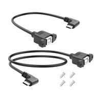 YACSEJAO USB C to USB B 2.0 Female Printer Panel Extension Cable 2 Pcs 0.3M+0.5M Type C Male to USB Type B Female Adapter Cable with Screws Mount (Side Angle)