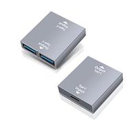 YACSEJAO USB C to USB Splitter USB C Female to Dual USB 3.0 Female Fast Charging Adapter Super Speed Data Sync for Laptop PC Charger Power Bank, 2 PACK