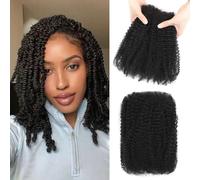 Yacurcur Afro Kinkys Bulk Human Hair 50g/Pack Braiding Hair for Dreadlocks Extensions,Loc Repair,Twist Braiding No Short Hair 4C Afro Kinky Human Hair Natural Black (18 Inch)