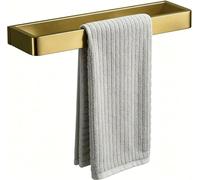 YACV athroom Towel Bar Brushed Gold, 40cm/15.9in 304 Stainless Steel Bath Accessories Towel Rack Hanger, Bathroom Kitchen Square Hand Towel Holder Wall Mounted