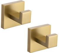 YACV athroom Towel Hook Brushed Gold Screw in Door Hooks 2 Pack | Robe Coat and Clothes Hooks Hanger SUS304 Stainless Steel Heavy Duty Wall Hooks for Bathroom Kitchen Bedroom